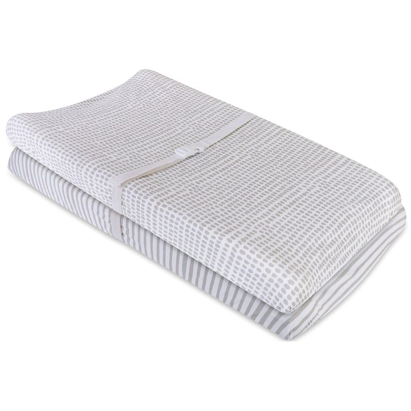Ely's & Co. Waterproof Changing Pad Covers | Cradles Sheets 2 Pack - 100% Jersey Cotton with Waterproof Liner - Neutral Taupe Grey for Baby Girls and Boys, Newborn Essentials - Image 2
